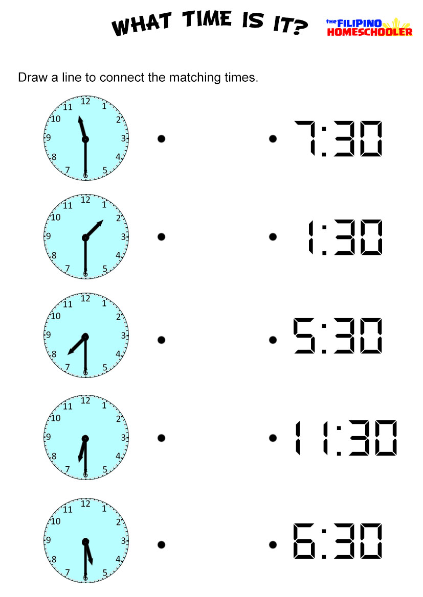 Telling Time Template Matching Set 4 By Half Hour