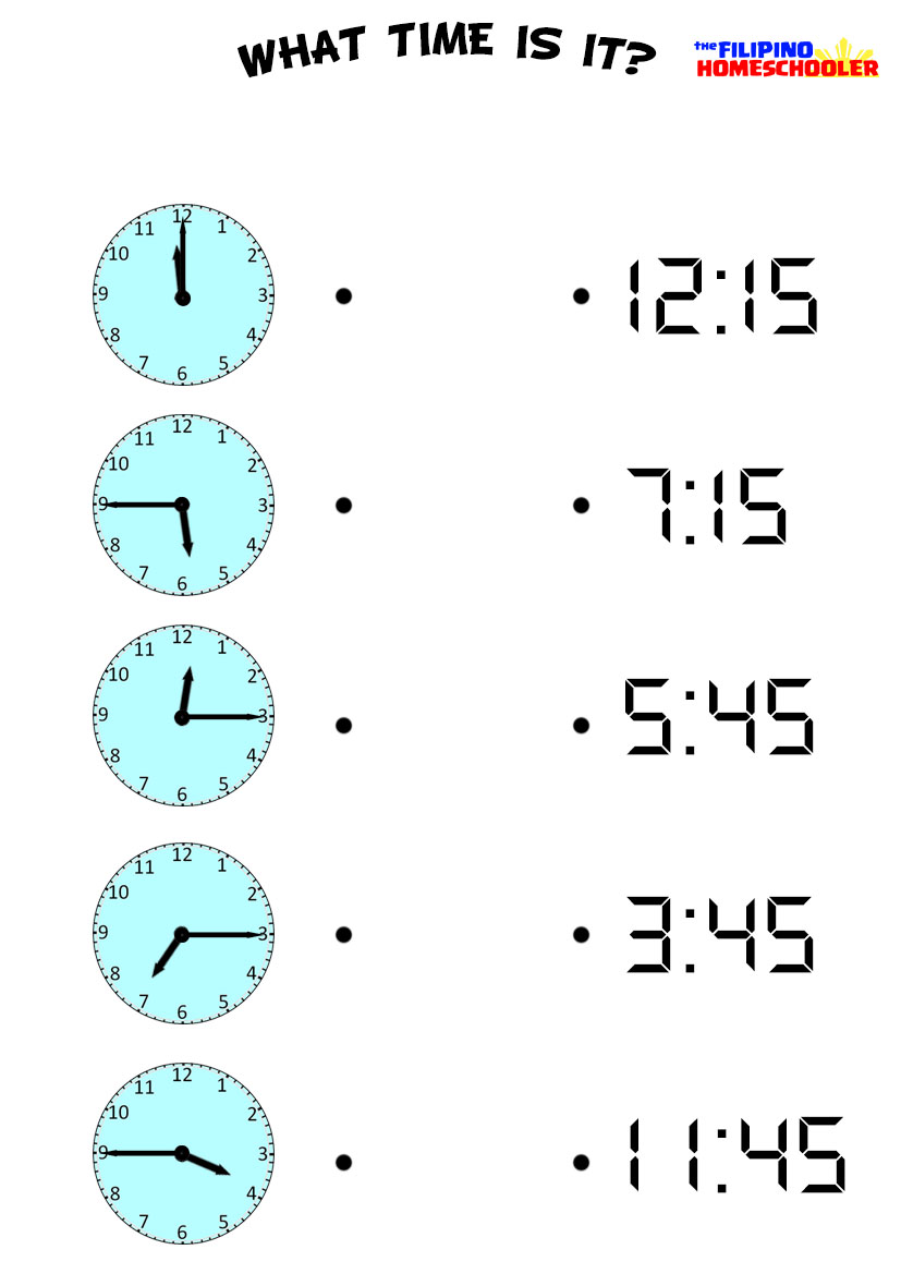 worksheet Telling Time To The Quarter Hour Worksheets telling time by the quarter worksheet filipino homeschooler template matching set 2 quarter