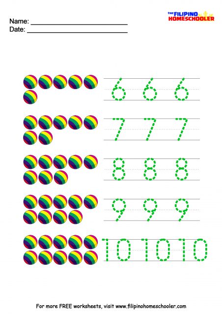 Number Recognition Worksheets 1-10 — The Filipino Homeschooler