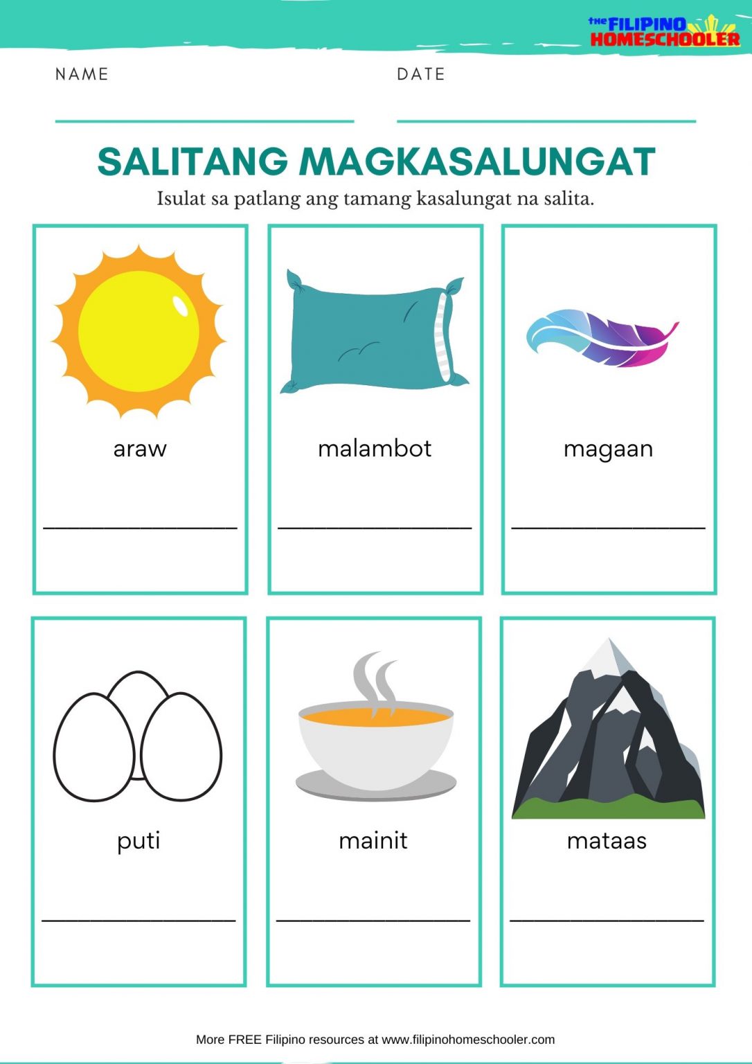 Salitang Magkasalungat Worksheets (SET 2) — The Filipino Homeschooler