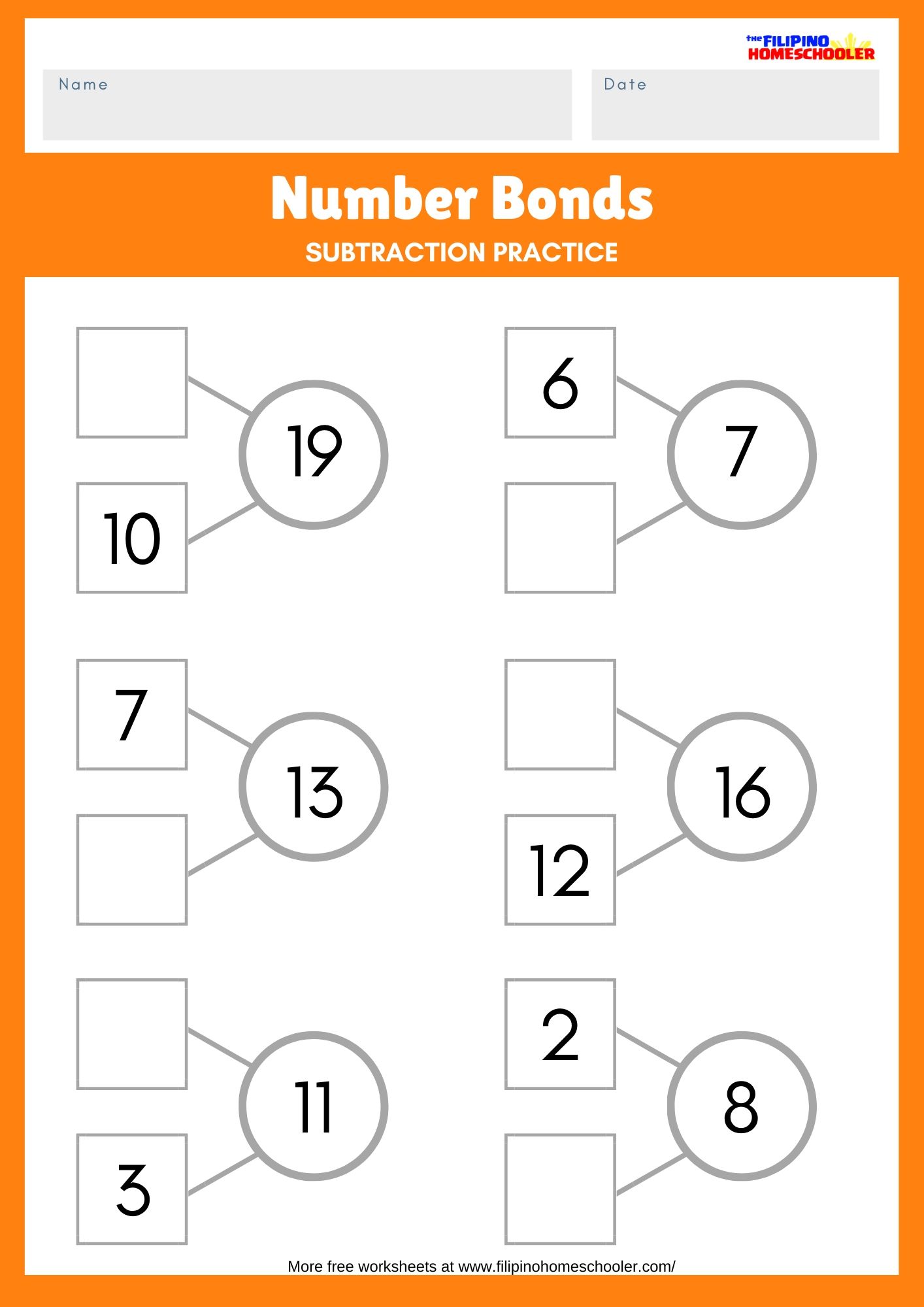 How to Teach Subtraction Using Number Bonds — The Filipino Within Number Bonds To 10 Worksheet
