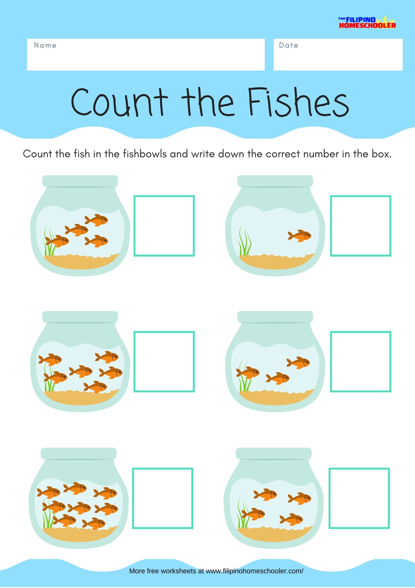 Math Counting Worksheet - Count the Fishes — The Filipino Homeschooler