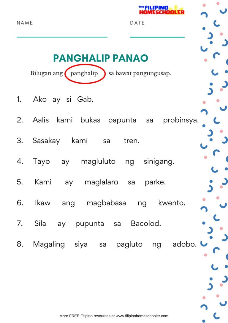 Free Panghalip Panao Worksheet SET 1 — The Filipino Homeschooler