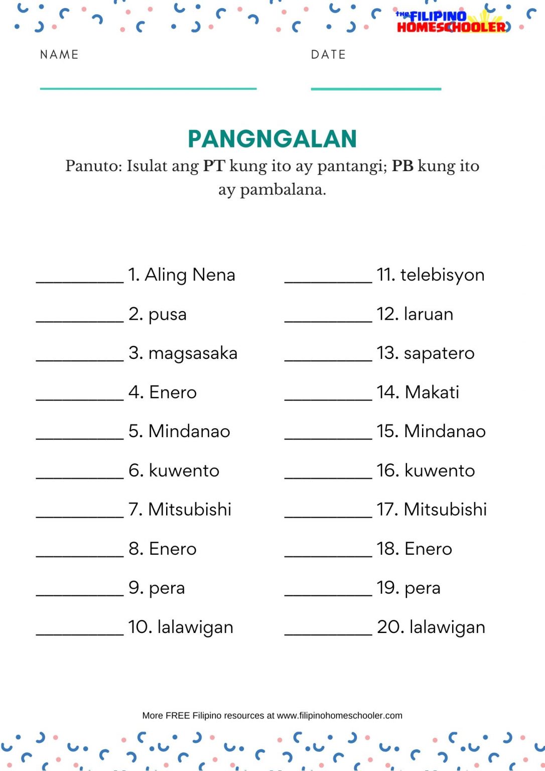 Pantangi At Pambalana Worksheet Brazil Network