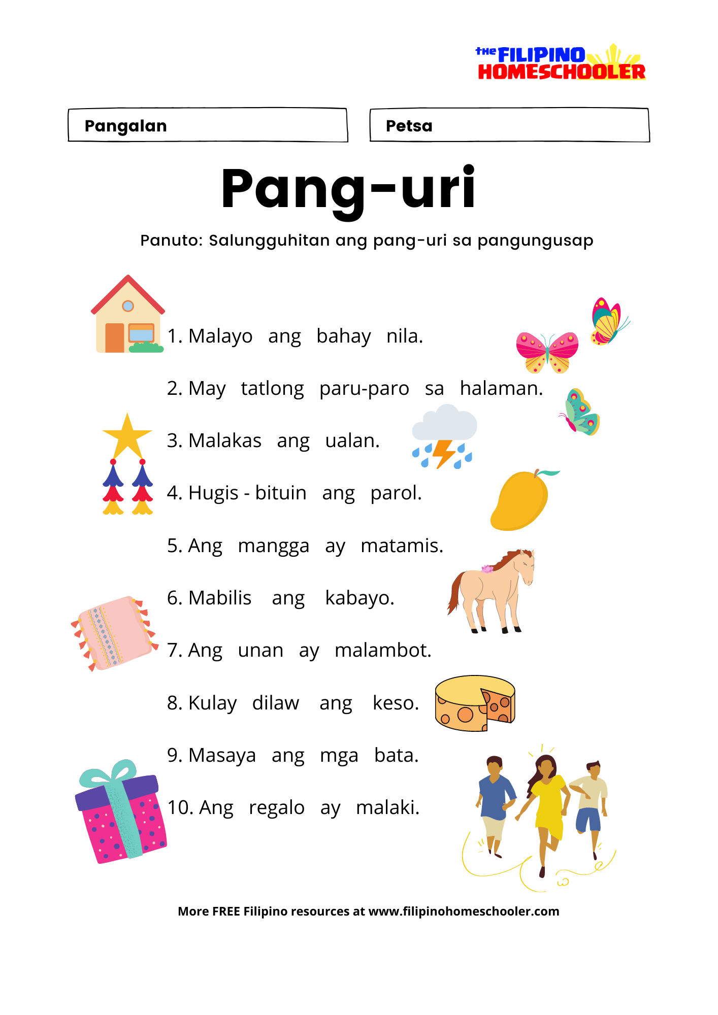 Pang Uri Worksheets For Grade 1