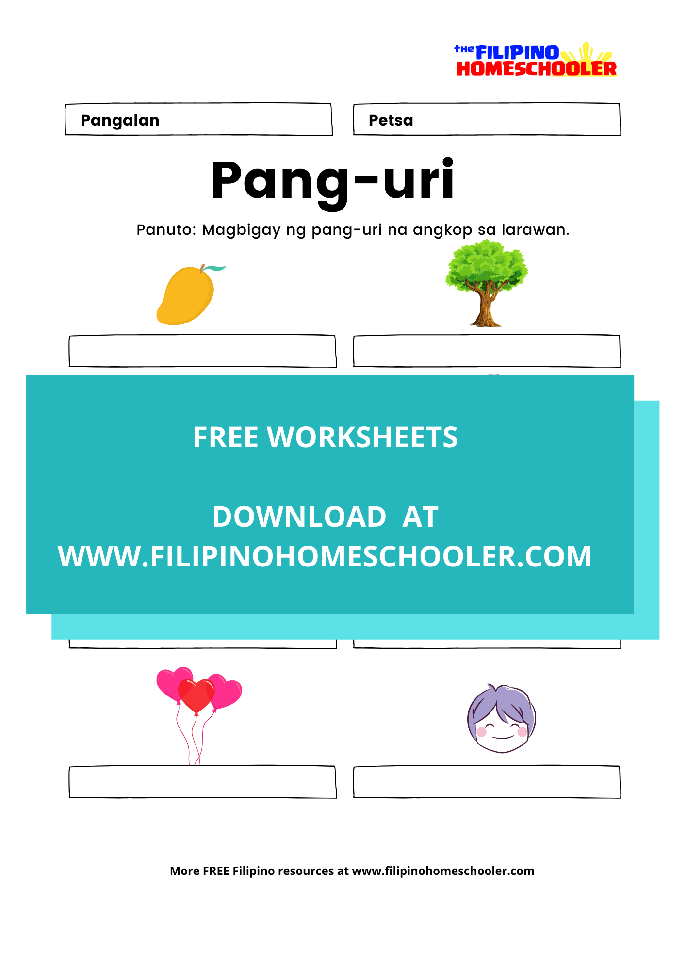 Uri ng pang uring pamilang worksheet grade 6